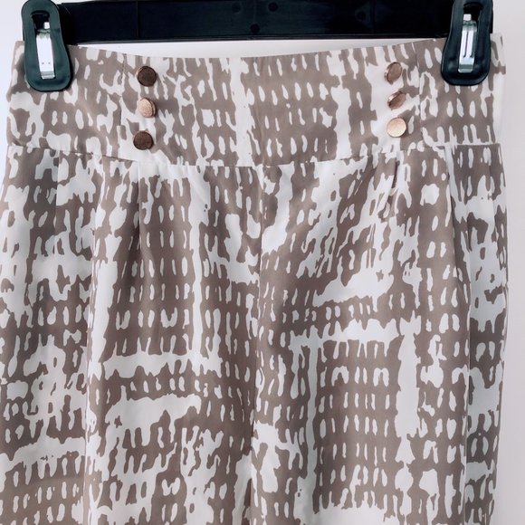 LOVE TREE White Taupe Gold Button Pants M - Picture 2 of 6